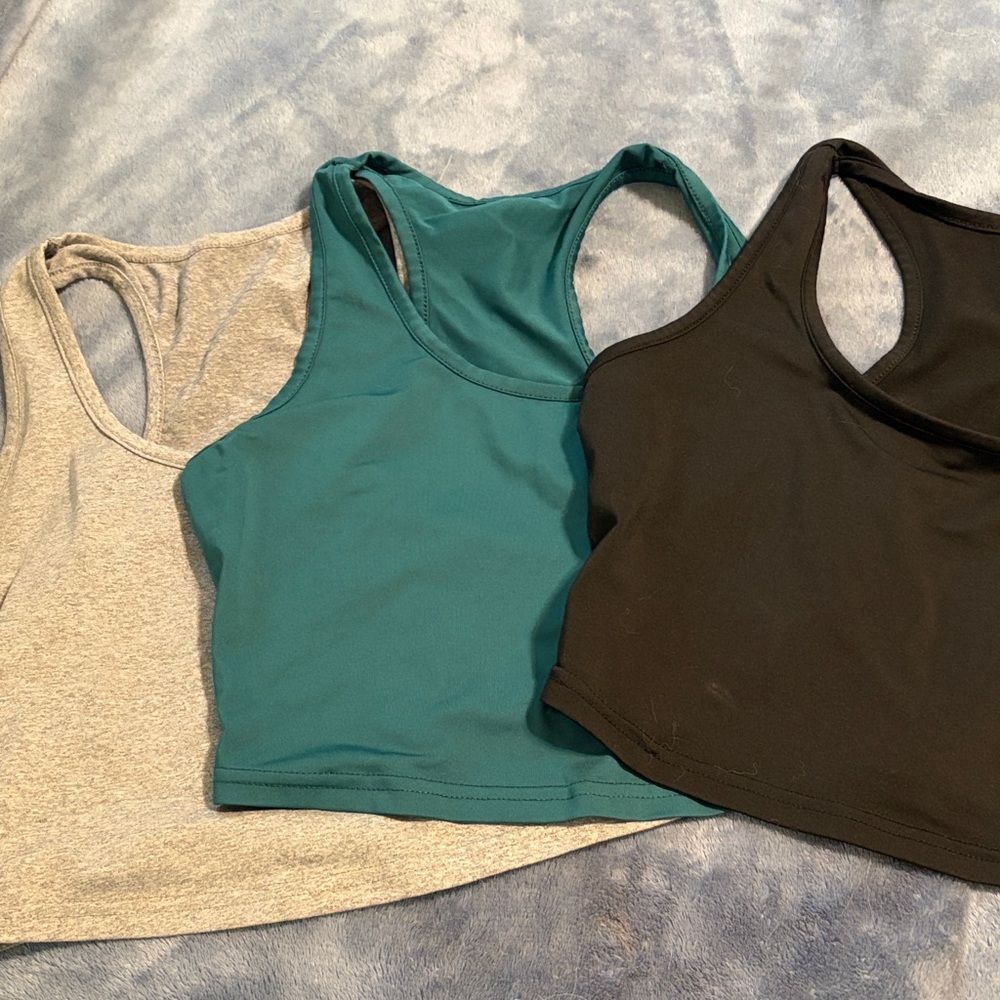 Women’s Racerback Crop Tank Top - Teal, Black, Heather Gray